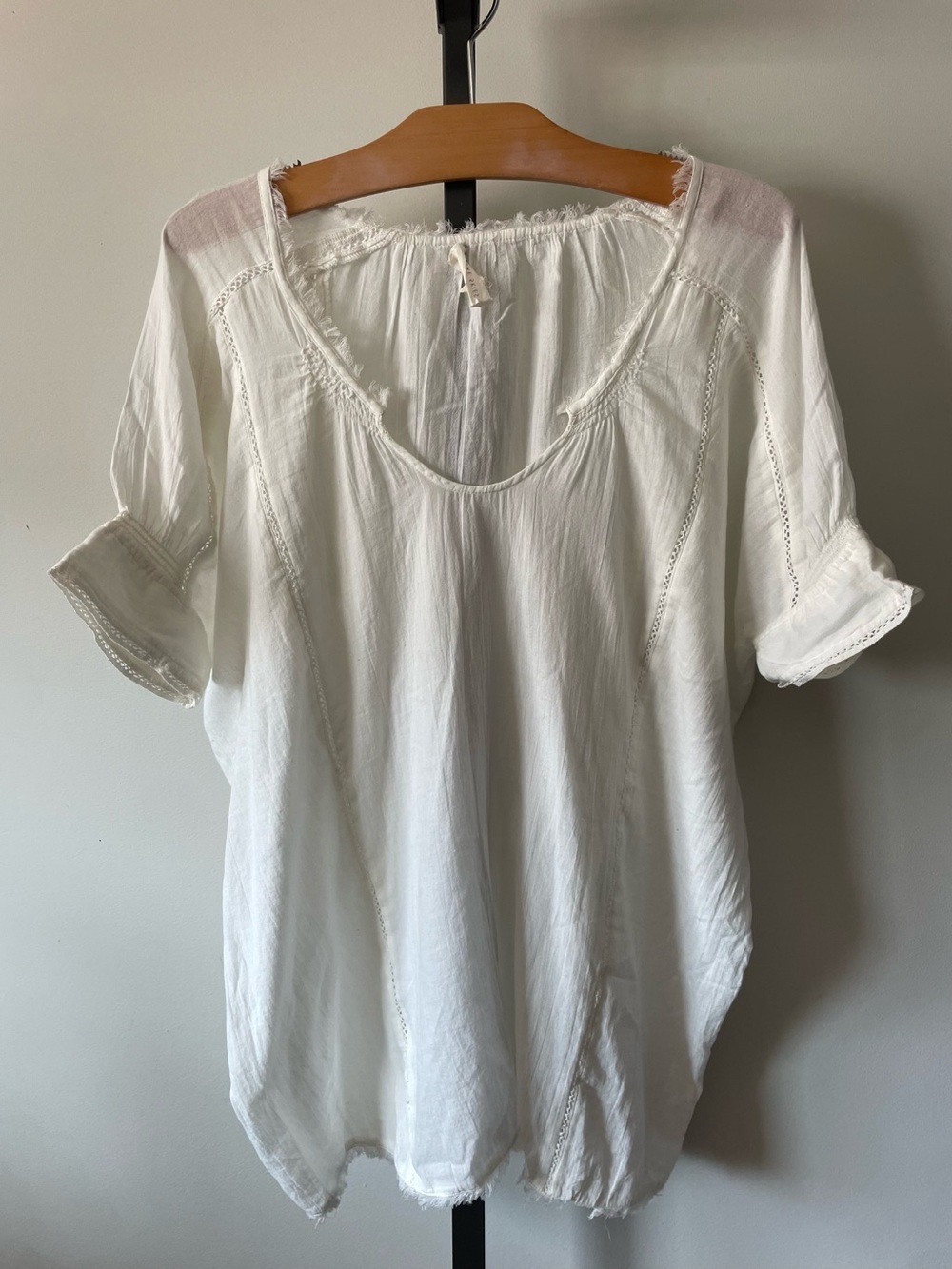 NEW Aritzia Azure Skies Stanza Boho Oversized Gauze Crochet Top Tunic Blouse